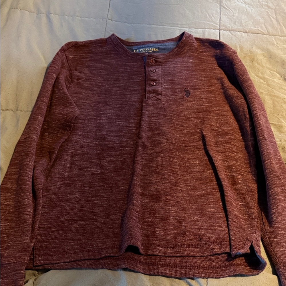 U.S. Polo Assn. Maroon Heather Henley Pullover